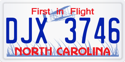 NC license plate DJX3746