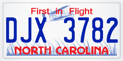 NC license plate DJX3782