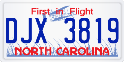 NC license plate DJX3819