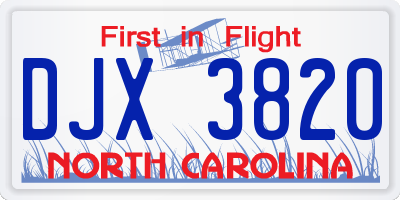 NC license plate DJX3820