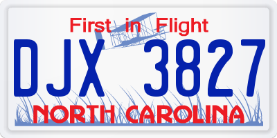 NC license plate DJX3827