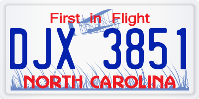 NC license plate DJX3851