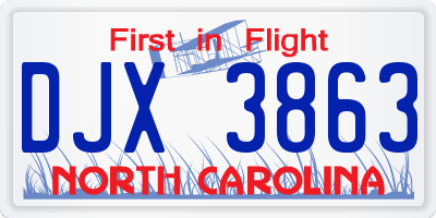 NC license plate DJX3863