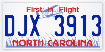 NC license plate DJX3913