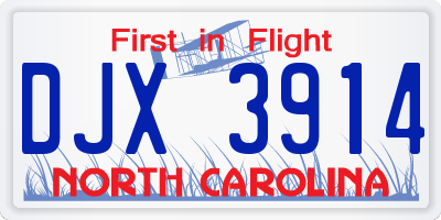 NC license plate DJX3914