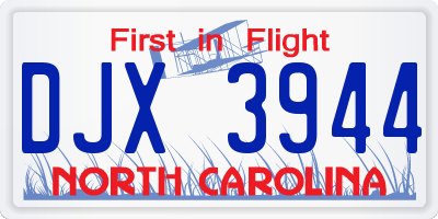 NC license plate DJX3944