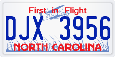 NC license plate DJX3956