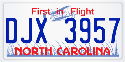 NC license plate DJX3957