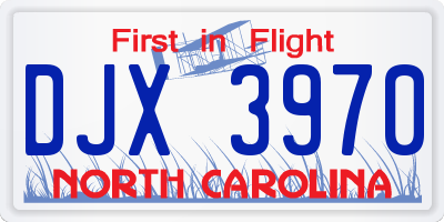 NC license plate DJX3970
