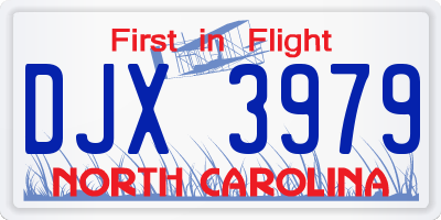 NC license plate DJX3979
