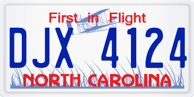 NC license plate DJX4124