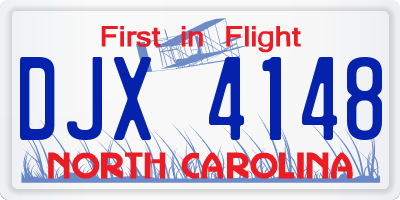 NC license plate DJX4148