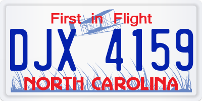 NC license plate DJX4159