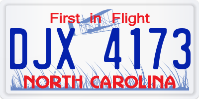 NC license plate DJX4173