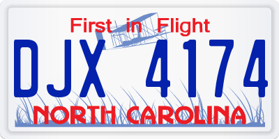 NC license plate DJX4174