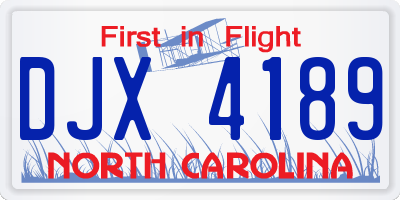 NC license plate DJX4189