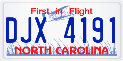 NC license plate DJX4191