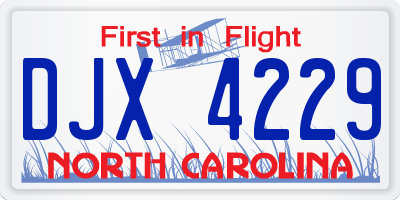 NC license plate DJX4229
