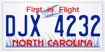 NC license plate DJX4232