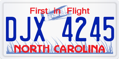 NC license plate DJX4245