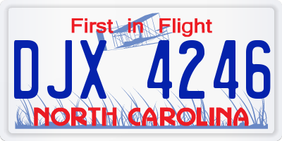 NC license plate DJX4246