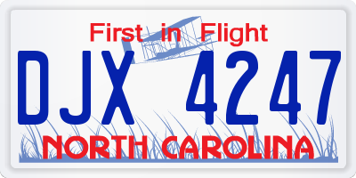 NC license plate DJX4247