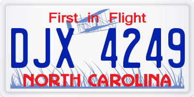 NC license plate DJX4249