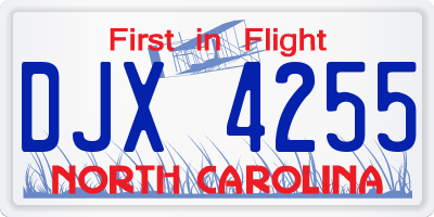 NC license plate DJX4255