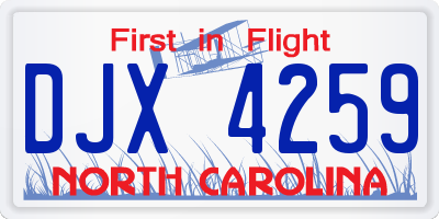 NC license plate DJX4259