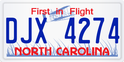 NC license plate DJX4274