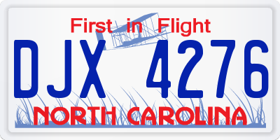 NC license plate DJX4276