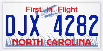 NC license plate DJX4282