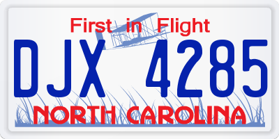 NC license plate DJX4285