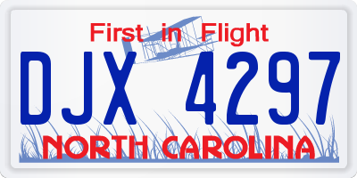 NC license plate DJX4297
