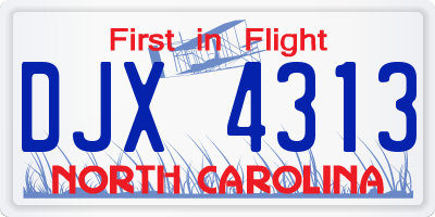 NC license plate DJX4313