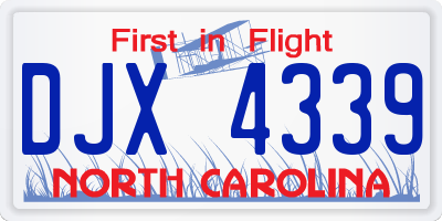 NC license plate DJX4339