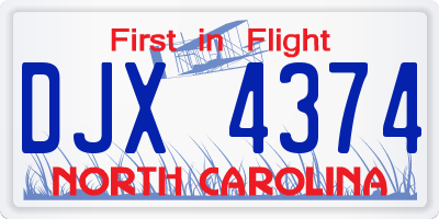 NC license plate DJX4374