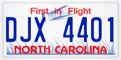 NC license plate DJX4401