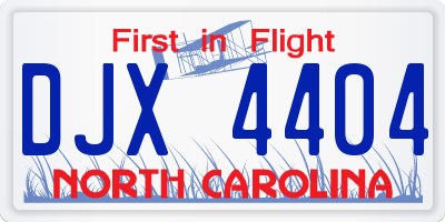 NC license plate DJX4404
