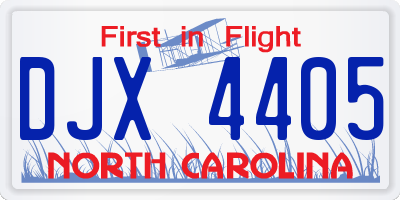 NC license plate DJX4405