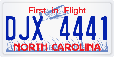 NC license plate DJX4441
