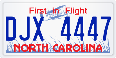 NC license plate DJX4447