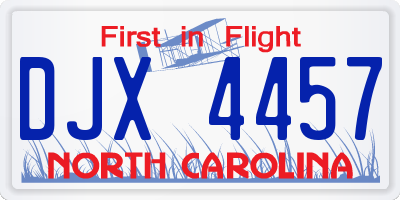 NC license plate DJX4457