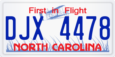 NC license plate DJX4478