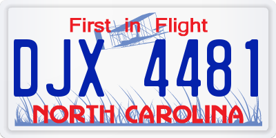 NC license plate DJX4481