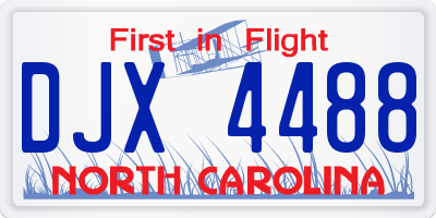 NC license plate DJX4488