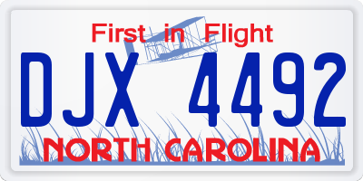 NC license plate DJX4492