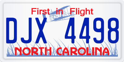 NC license plate DJX4498