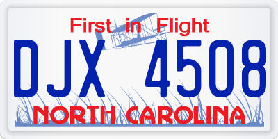 NC license plate DJX4508
