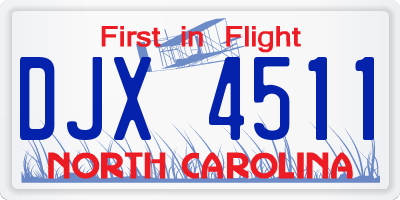 NC license plate DJX4511